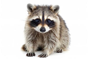 Obraz premium Adorable Baby Raccoon Portrait with Fluffy Fur and Curious Gaze for Wildlife Design and Prints