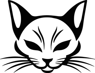 cat head silhouette icon vector on a white background