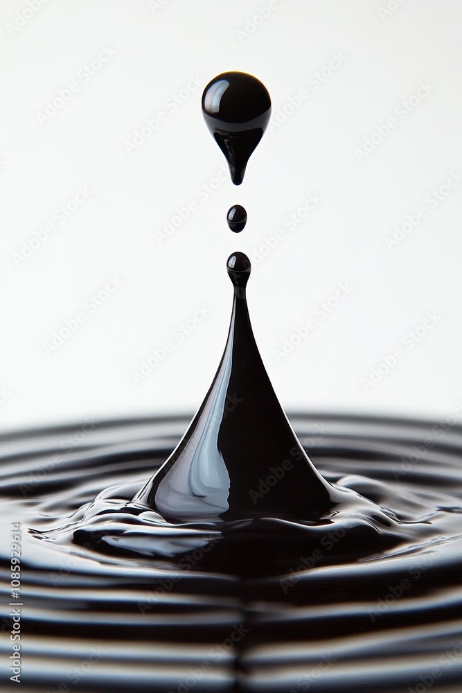 Poster watch as a floating ink droplet disperses, creating a dynamic and artistic display against a white b