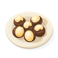 Simple flat 2D icon macadamia nuts isolated on a transparent background, vector, flat design, animation design, vector, flat design, animation design, simple flat 2D icon macadamia nuts design, ai