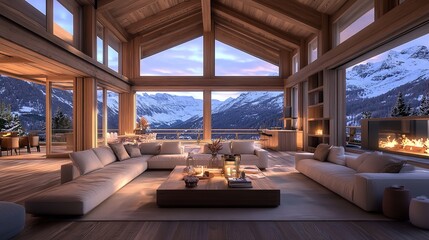 Fototapeta premium 3D Render Home Living Room 8K Realistic Lighting