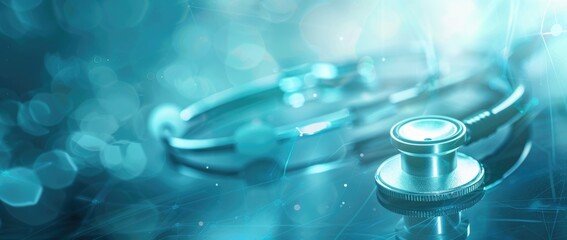 Stethoscope on Blue Background with Bokeh Lights