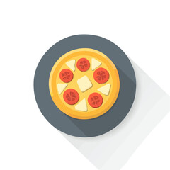 Simple flat 2D illustration of Margherita pizza isolated on a white background, ai, vector margherita pizza icon set