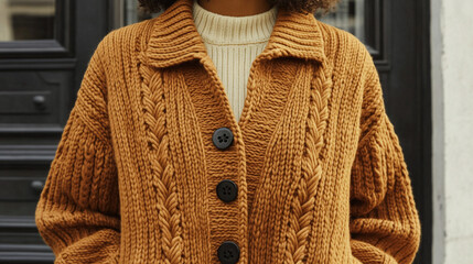 Cozy Autumn Cable Knit Cardigan Sweater  Women s Fashion  Fall Winter Clothing Texture