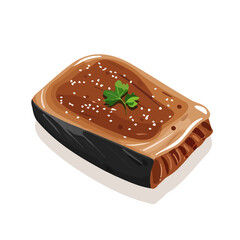 Simple flat 2D illustration of miso-glazed black cod isolated on a white background, ai, vector miso-glazed black cod icon set, ai