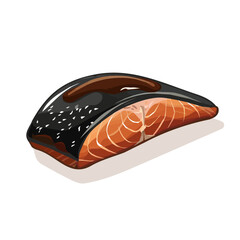 Simple flat 2D illustration of miso-glazed black cod isolated on a white background, ai, vector miso-glazed black cod icon set, ai