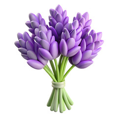 Bouquet of blooming lavender flowers 3d illustration isolated © Natallia