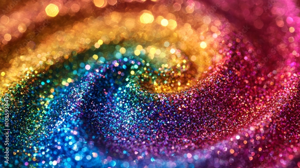 Aufkleber a vibrant swirl of multicolored glitter, creating a mesmerizing, sparkling effect that captivates th