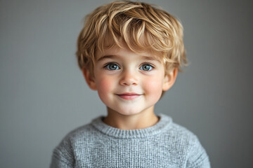 portrait of an white little boy with a smile