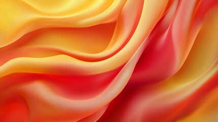 Fototapeta premium A vibrant, flowing fabric in shades of yellow, orange, and red, showcasing intricate textures and patterns.