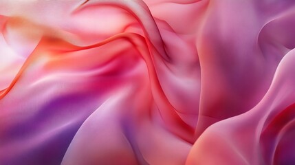 Obraz premium A vibrant, flowing abstract texture featuring soft waves of pink, orange, and purple hues, creating a dynamic and visually engaging composition.