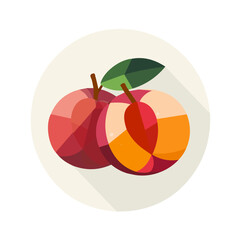 Simple flat 2D icon nectarine isolated on a white background, vector, flat design, animation design, vector, animation design, simple flat 2D icon, minimalist icon, AI, Design