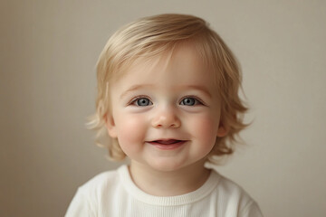 Naklejka premium portrait of an white little boy with a smile