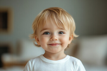 portrait of an white little boy with a smile