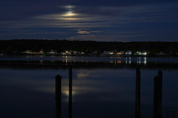 Moonrise over the Niantic River in Niantic Connecticut