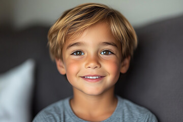 portrait of an white little boy with a smile