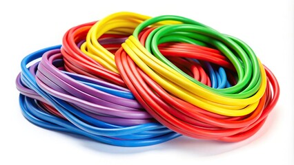 Colorful resistance bands isolated on white background