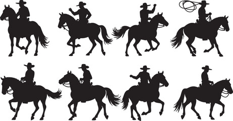 Vector horse and silhouettes art design set