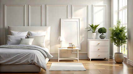 Mock up poster, wall in luxury modern living room interior, 3d render