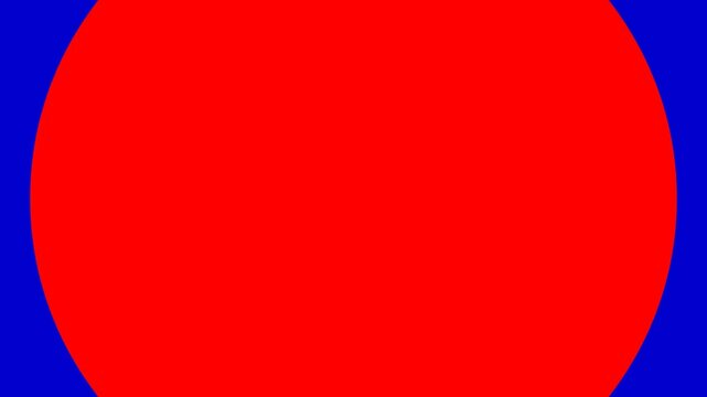 RYB Circle concentric transition animation on black background. Red, Yellow and Blue transition template. Primary color 4k animation of circles zooming with overshoot from Center to outside