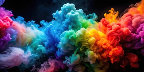 Fototapeta premium Colorful smoke explosions and sparks in extreme close-up