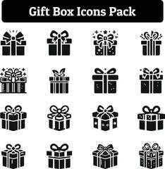 Gift Box Icons Pack, SIlhouette Design, Vector Art