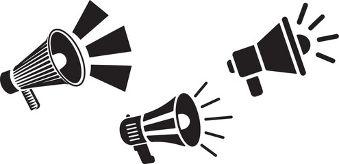 Vector set of black silhouettes of speakers