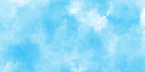 blue cloudy watercolor painting textured design on white paper with tiny clouds, Watercolor illustration art abstract blue color sky blue texture, weather and beautiful nature in the morning of sky.