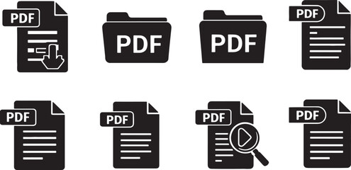 Vector PDF Document icon set silhouette art design icon set