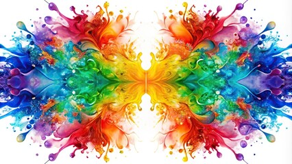 Obraz premium colorful spilled paint on white background