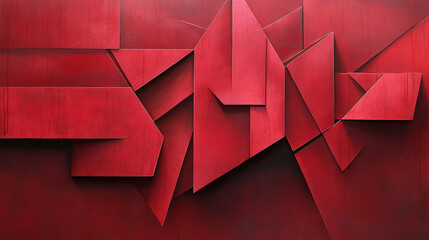 Abstract Red Geometric Shapes  Modern Art  Design Background  Crimson Texture  Wall Decor