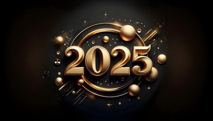Fototapeta premium Año Nuevo Brillo Dorado 2025