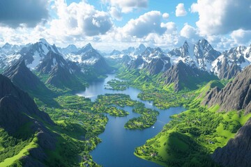 Featuring mountains and a wide river, this fantasy valley is like something out of a fairytale
