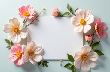 Pastel floral frame with blank space for text on a soft background