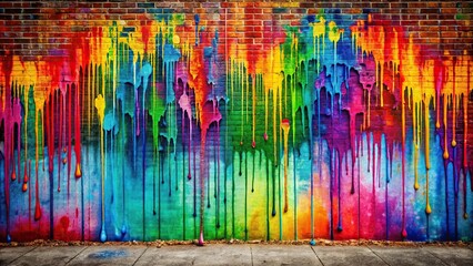 Obraz premium Colorful street art graffiti background with paint drips