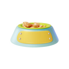 3d Dog or Cat Plate Pet Concept Cartoon Design Style Isolated on a White Background. Vector illustration