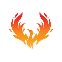 Phoenix bird logo. Rising Phoenix vector isolated. Gradient logo illustration. Bird logo. Fire bird illustration. Eagle falcon soaring Logotype concept icon.