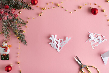 DIY a snowflake with your own hands. Step-by-step origami instructions. Step 9. Top view. flat lay