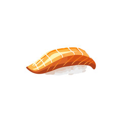 Simple flat 2D icon nigiri sushi with cooked eel isolated on a white background, vector, flat design, animation design, vector, animation design, simple flat 2D icon, minimalist icon, AI flat design