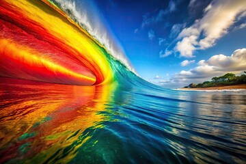 Colorful wave, abstract design, vibrant, red stripe, yellow stripe, artistic, fluid, energy, creative, dynamic