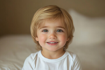 portrait of an white little boy with a smile