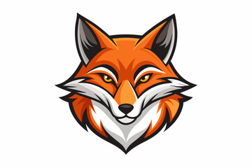 Fox Head Vector Illustration on White Background