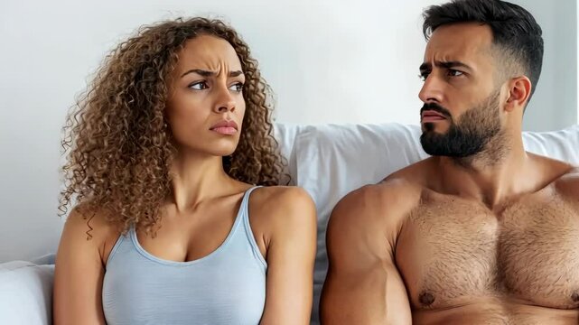 Couple sharing a moment on the sofa: calm to confrontation in three frames