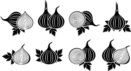 Onion logo. Isolated onion on white background