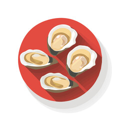 2D Simple oysters motion graphic flat-design vector animation style, in white background, flat design, animation design, vector, flat design, animation design, flat 2D design