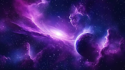 Obraz premium Purple background with nebula space and star 