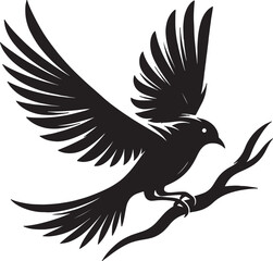 Obraz premium Vector silhouette icon image of bird isolated on white background