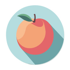 Simple flat 2D illustration of peach isolated on a white background, AI, vector peach icon logo, AI, logo design for fruits