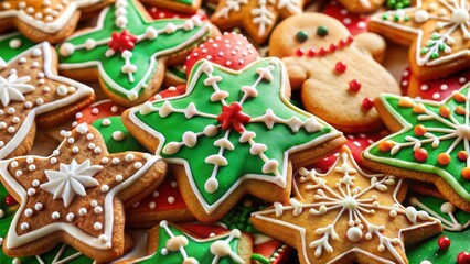 Colorful Christmas Gingerbread Cookies with Holiday Designs