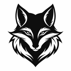 Fox Head Silhouette Vector Illustration on White Background